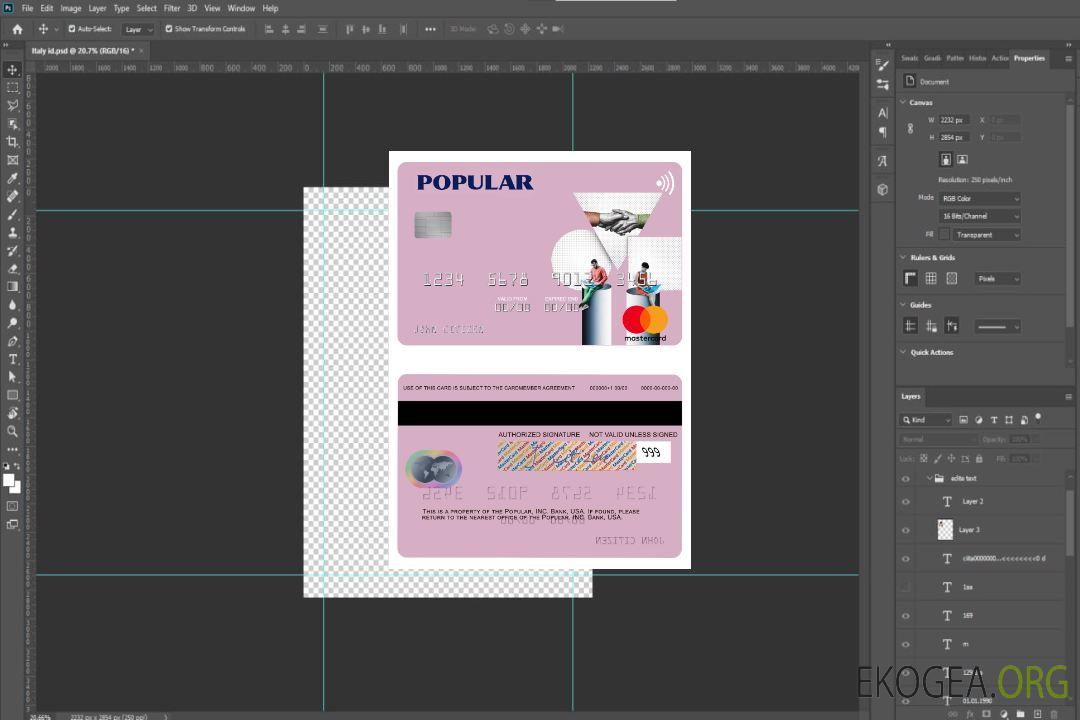 Carte bancaire USA Popular, Inc. template Carte bancaire USA Popular, Inc. template